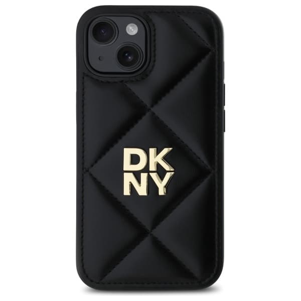 DKNY Quilted Stack Logo iPhone 14-skal, svart