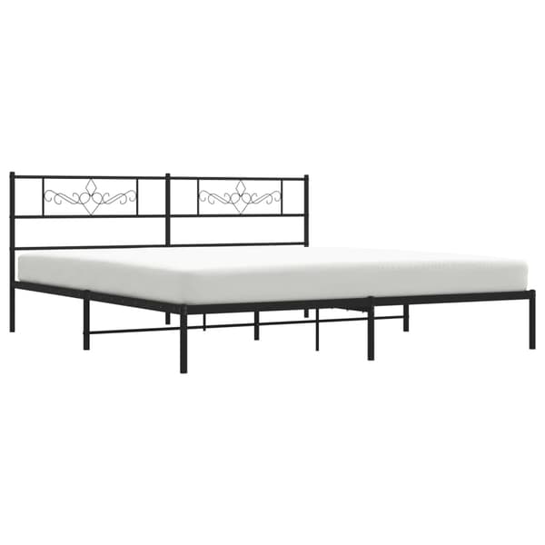 vidaXL metalsengestel med hovedgærde sort 180x200 cm