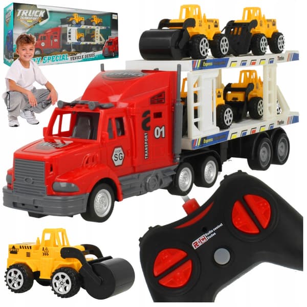 Suuri RC-hinausauto + 4 työmaa-autoa U953