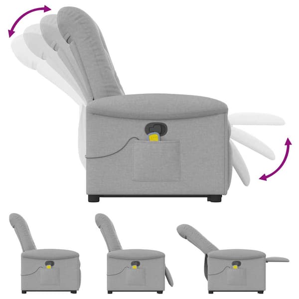 vidaXL Lyftbar massagefåtölj, grå, tyg