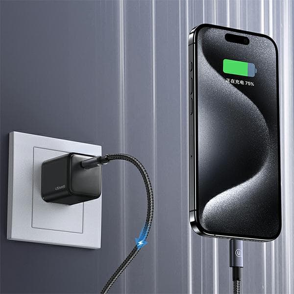 USAMS USB-C til USB-C 60W 1,2m hurtigopladerkabel stål