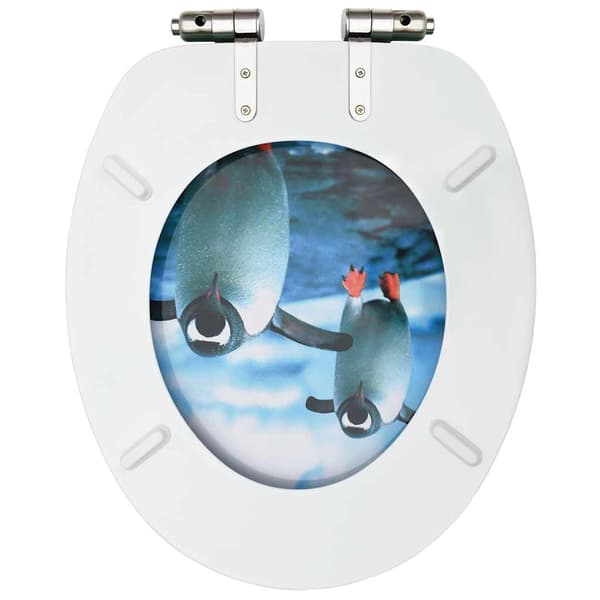 vidaXL Mjukstängande toalettsitsar, 2 st, MDF, pingvindesign