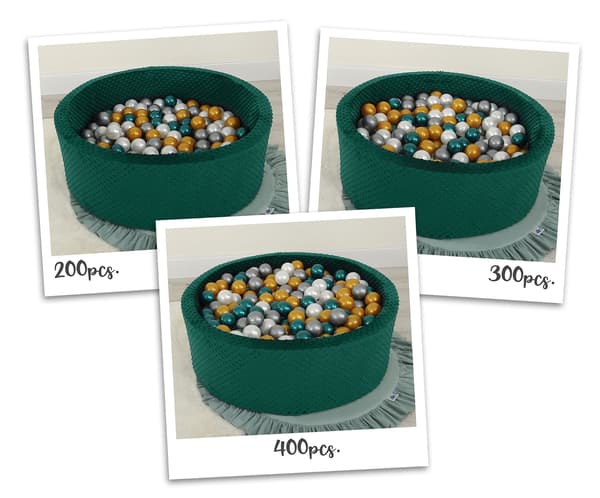 Minky torrpool H-30 cm med 200 bollar - flaskgrön