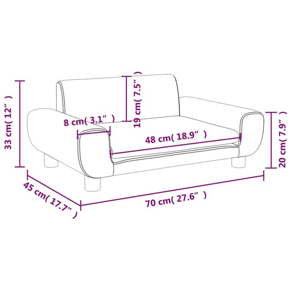 vidaXL Barnsoffa, rosa, 70x45x33 cm, sammet