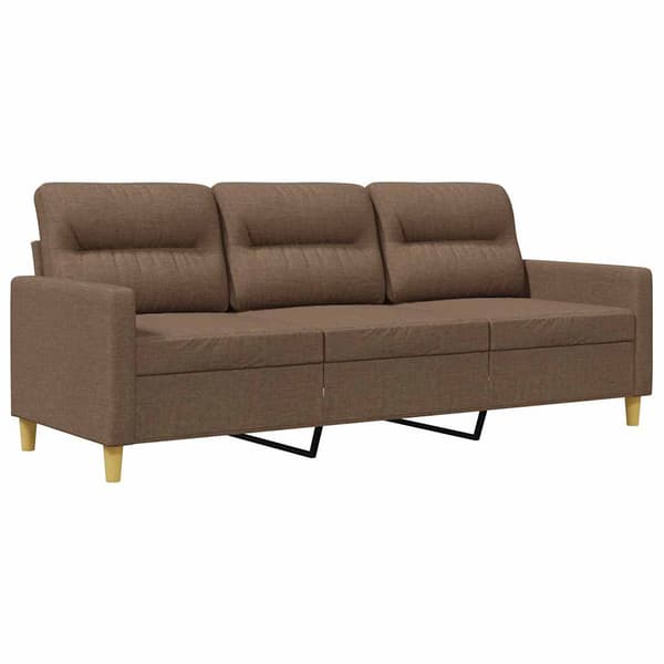 vidaXL 3-sitssoffa, brun, 180 cm, klädd i tyg