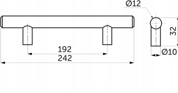 RÄCKE möbelhandtag satin 192/242 mm
