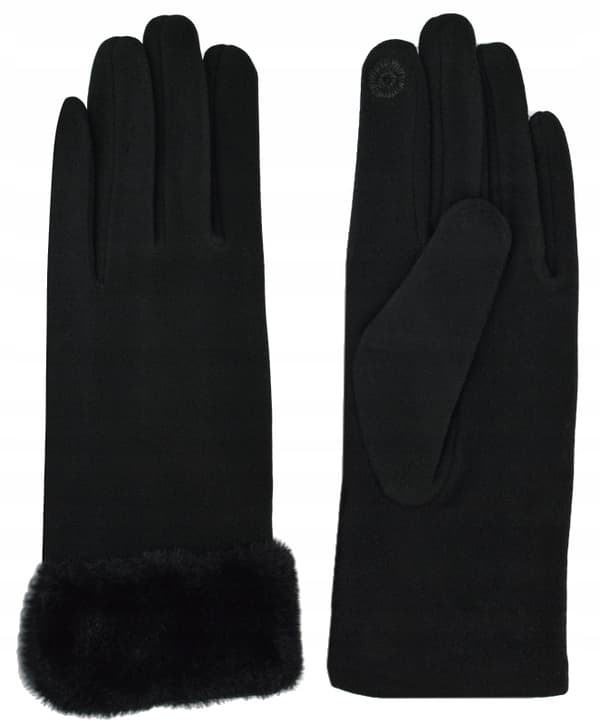 DAM VINTERHANDSKAR ELEGANTA MED PÄLS svarta 24 cm V030B