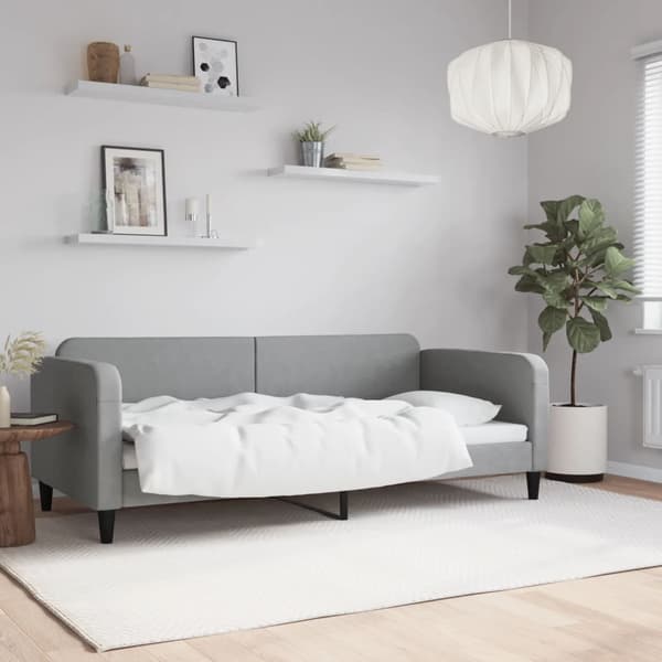 vidaXL Bäddsoffa ljusgrå 90x200 cm tygklädd