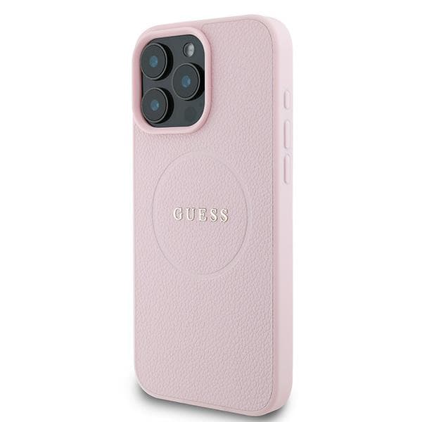 Guess Grained Ring MagSafe-skal till iPhone 16 Pro, Rosa
