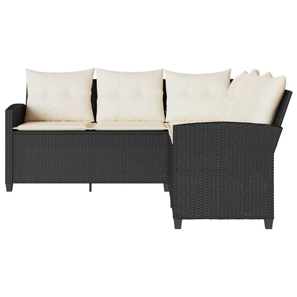 vidaXL L-formet sofa med hynder sort polyrattan