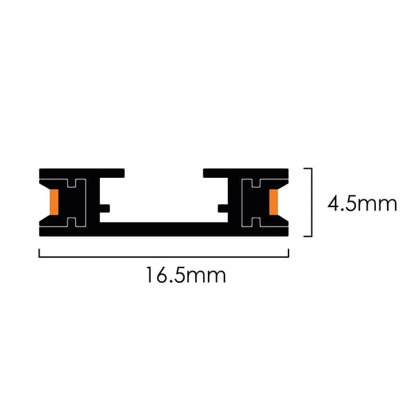 Ytmonterad magnetisk skena 3m 24VDC Svart SLIM TRACK Typ A16