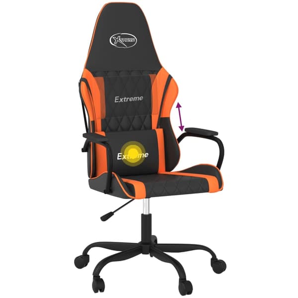 vidaXL massage-gamingstol, sort og orange, kunstlæder