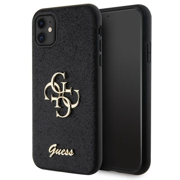 Guess Glitter Script Big 4G cover til iPhone 11 / Xr, sort