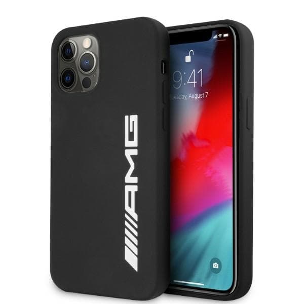 AMG AMHCP12LSGLBGN iPhone 12 Pro Max 6,7" sort/sort hårdt cover silikone stort logo