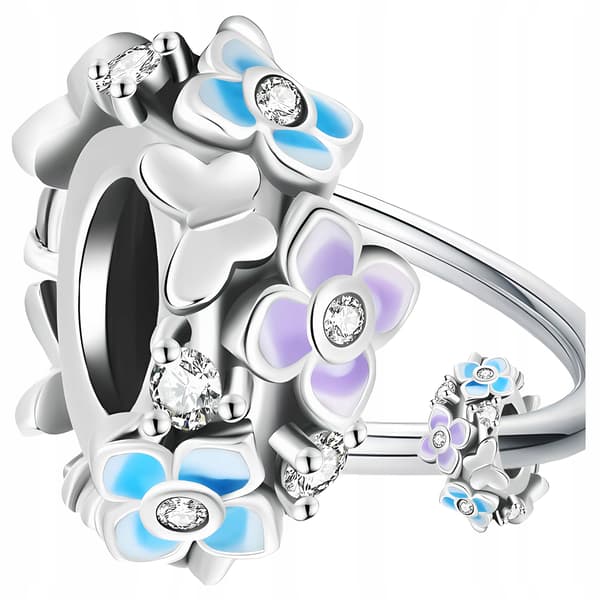 Berlockstopp pastellblommor blommor pärla silver pr 925 hänge