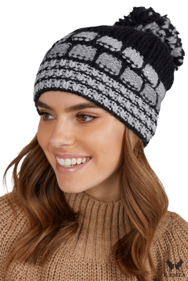 AMANDA damehue med pompon, sort