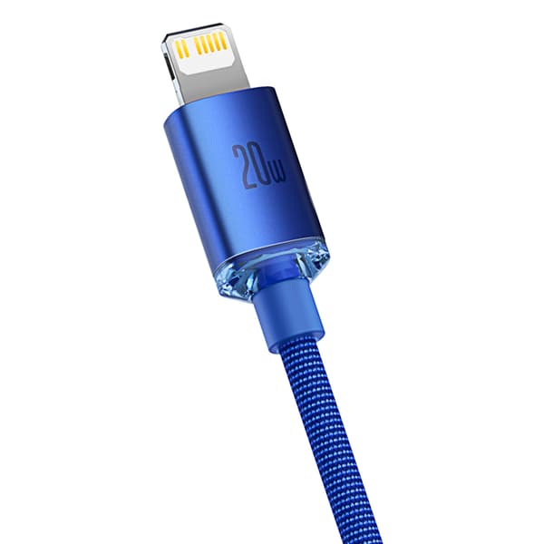 Kabel för snabbladdning och dataöverföring USB-C iPhone Lightning 20W 2m blå