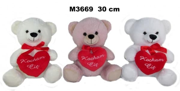 Bamse med hjerte 30 cm MIX