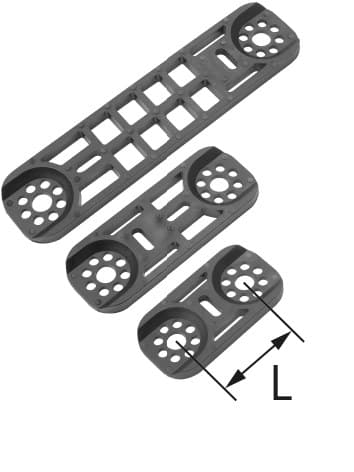 Dobbelt monteringsplade i plastik - L = 80 mm