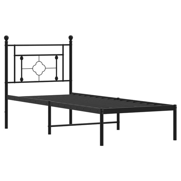 vidaXL metalsengestel med hovedgærde sort 75x190 cm