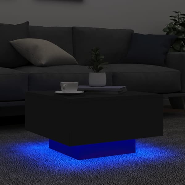 vidaXL LED sofabord sort 55x55x31 cm