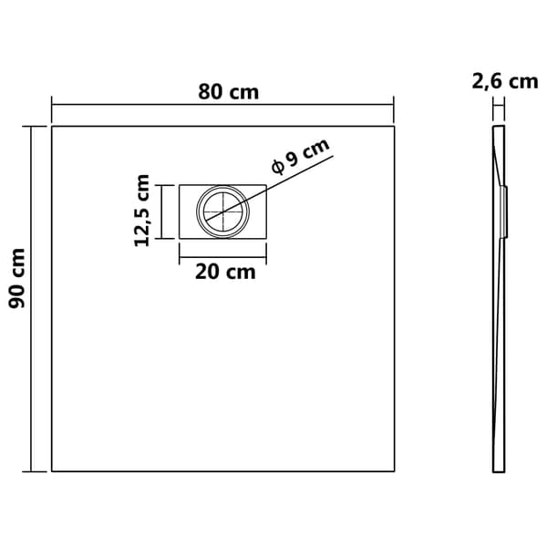 vidaXL Duschkar, SMC, Vit, 90 x 80 cm