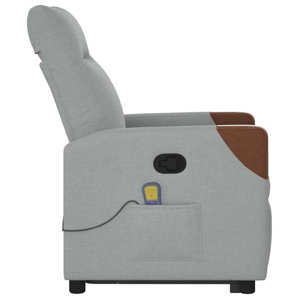 vidaXL Lyftbar massagefåtölj ljusgrå tyg