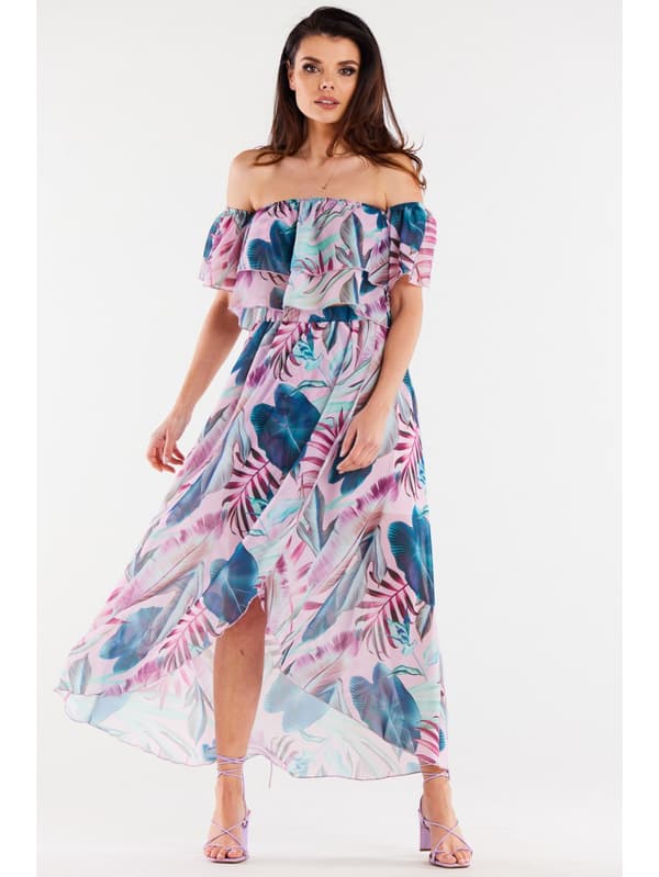 Asymmetrisk maxinederdel, eksotisk print S/M