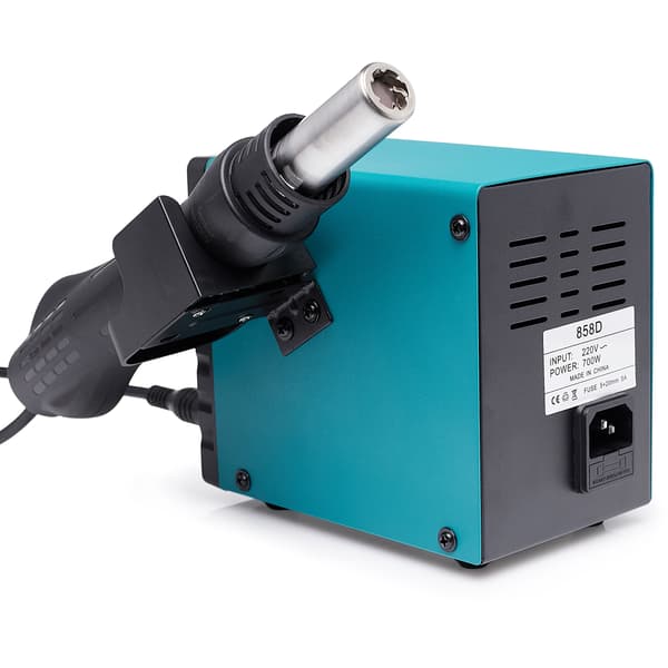 TECHREBAL 858D Pro varmluftloddestation + sæt med 6 loddemidler + dyser + net
