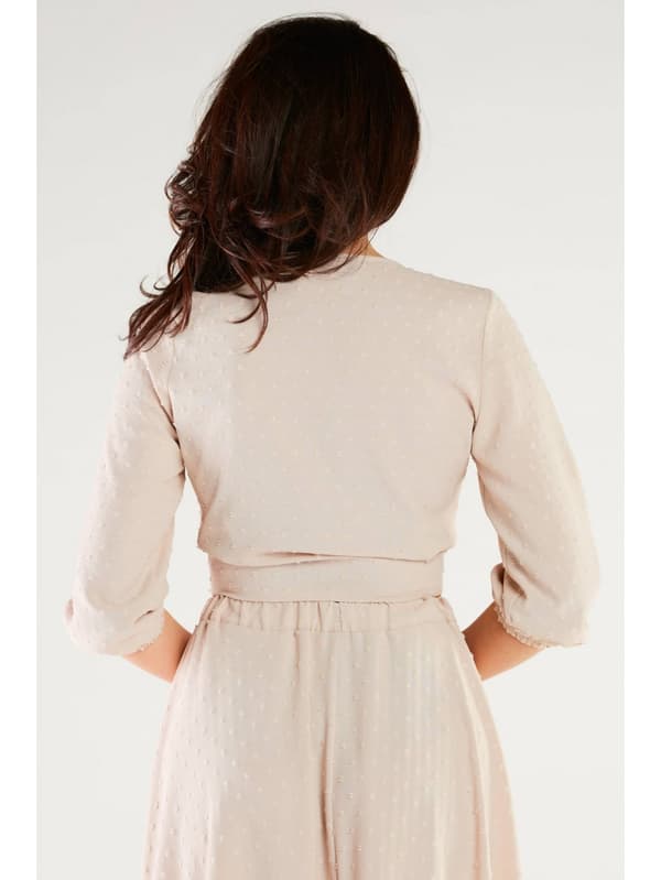 Beige blus med 3/4-ärm M