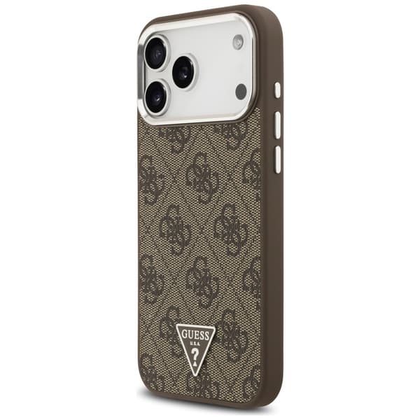 Guess 4G Triangle Logo MagSafe-etui til iPhone 17 Pro Max brun sølv