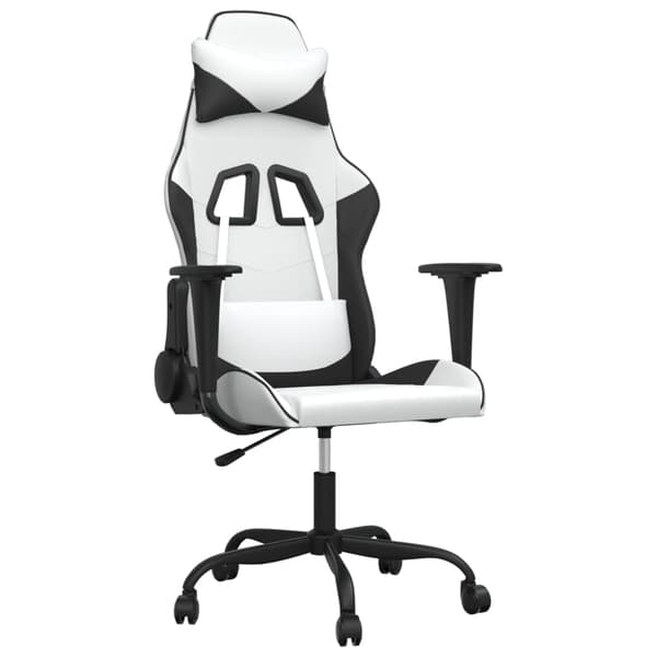 vidaXL massage-gamingstol, sort og hvid, kunstlæder