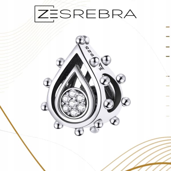 Berlocker droppformade silverpärlor 925 S925 hänge droppformade zirkonpärlor