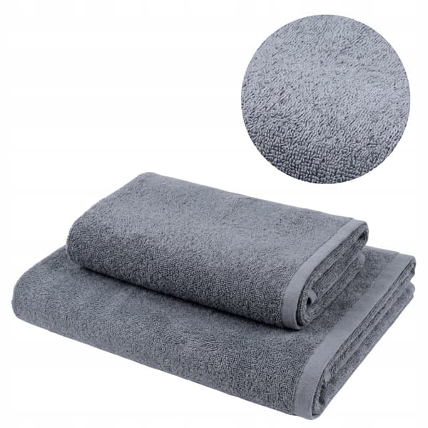 2x sæt grå bomulds badehåndklæder 70x140 50x90