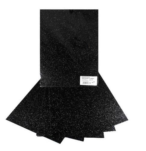 Sort glitterkarton 250g 25x35cm 5 ark