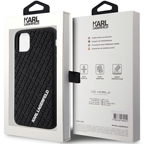 Karl Lagerfeld 3D Gummi Multi Logo Etui til iPhone 11 / Xr, Sort