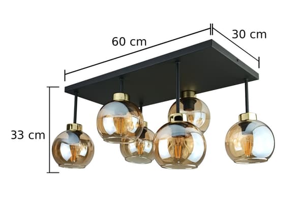 Loftlampe 6xE27 Nessa Guld/Honning