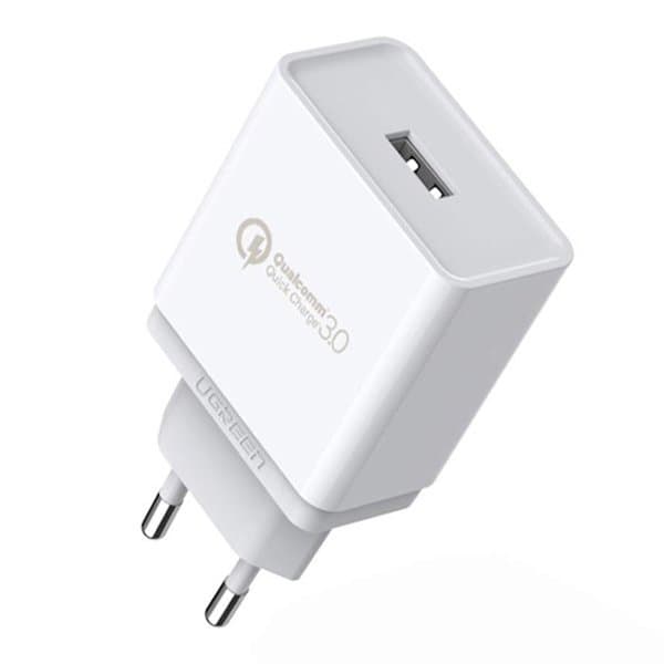 Quick Charge 3.0 18W 3A USB hvid hurtigoplader