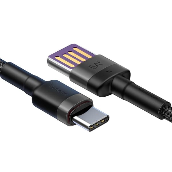 Holdbart USB-kabel USB-C 40W Quick Charge 3.0 QC 3.0 1m Grå-Sort