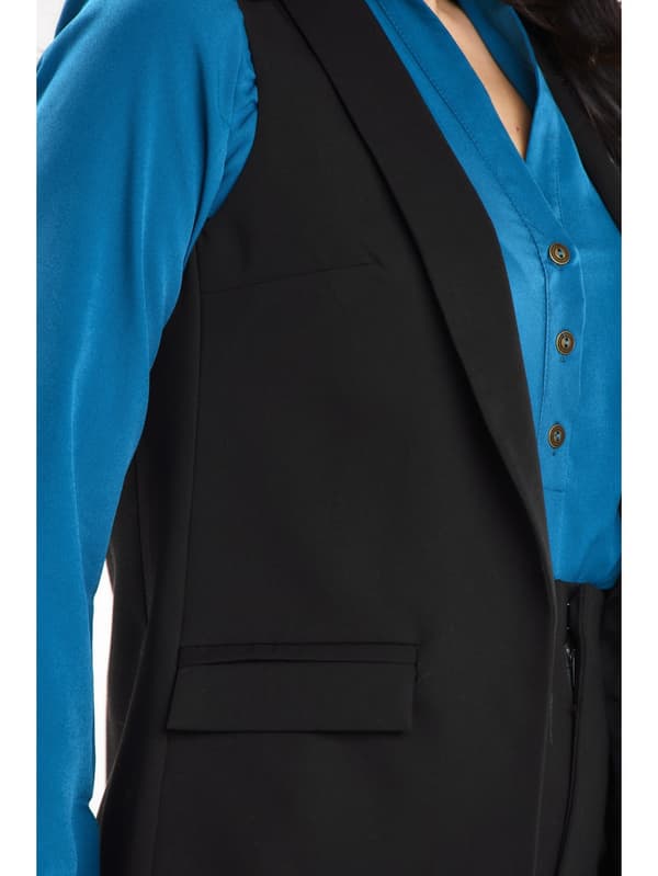 Elegant vest med sjalkrave, sort M