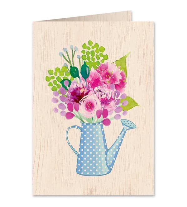 C6 träkort + kuvert Blommor i vattenkanna