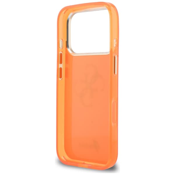 Guess IML 4G Script -metallikotelo iPhone 17 Prolle, oranssi