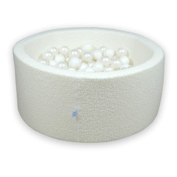 Torr pool 90x40 Boucle Vit 300 bollar: vit, pärlfärgad