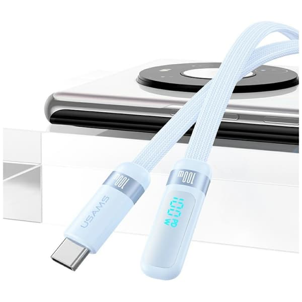 USAMS US-SJ653 PD 100W USB-C/USB-C Kabel 1,2m Blå