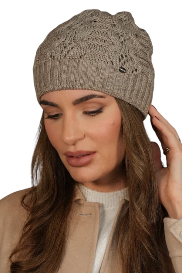 Kamila dame vinterhue, mørk beige