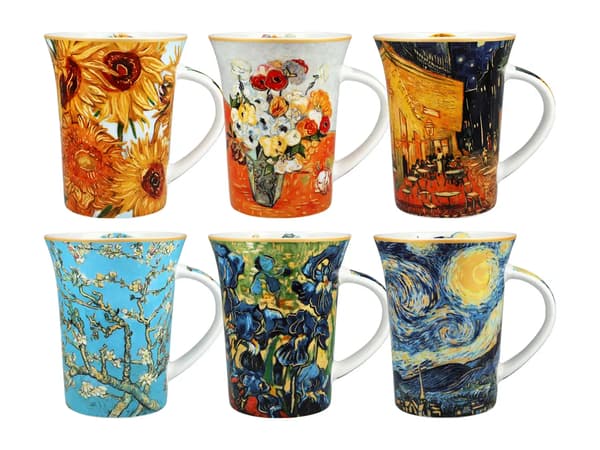 Carmani Set med 6 koppar i rund ask - V. van Gogh