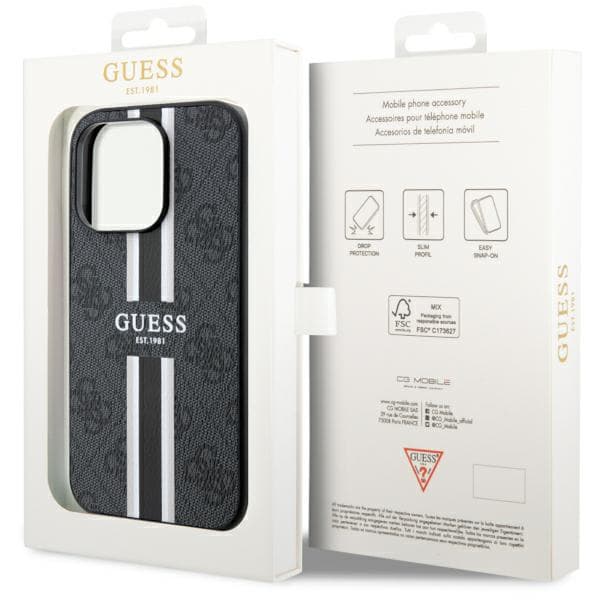 Guess 4G Printed Stripes MagSafe-etui til iPhone 14 Pro Max, sort