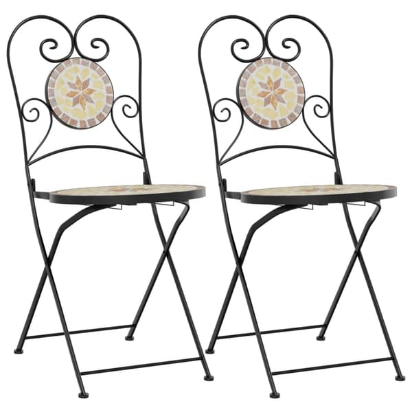 vidaXL foldbare bistrostole, sæt med 2, terrakotta og hvid keramik