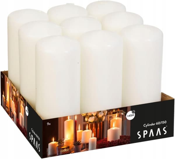 Spaas 9 klassiske uparfumerede lys 60/150 mm, 45 timer, hvide