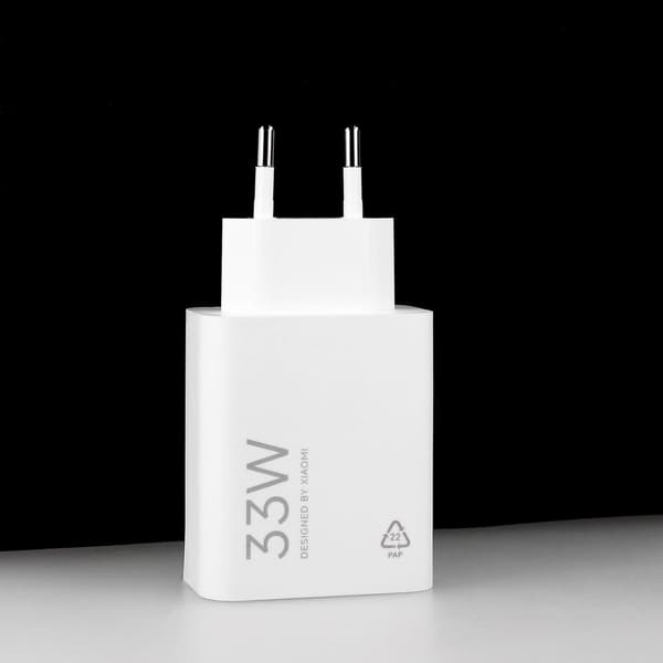 33W USB-A väggladdare med USB-C-kabel - Vit